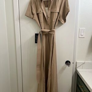 Tuckernuck Tan Belted Shirt Dress